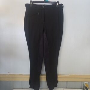 Gutos Full Seat Low Rise Riding Breeches Equestrian Ribbed Pants Black Womens 30